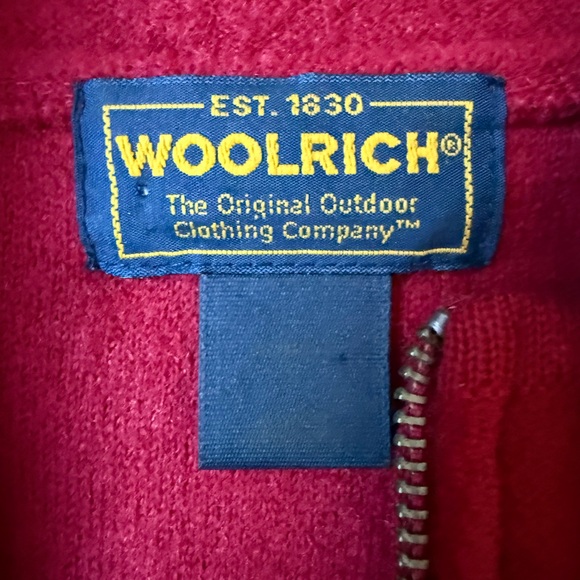 Vintage Woolrich Full Zip Mock Neck Sweater 100% Wool Ruby Red Size Large 90s - Picture 8 of 8
